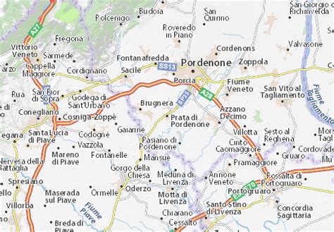 pordenone via prada n.2|MICHELIN Prata di Pordenone map .